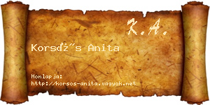 Korsós Anita névjegykártya